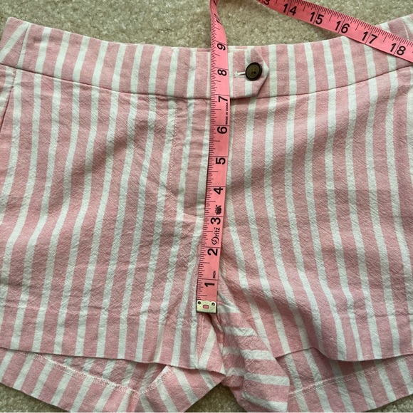 J Crew Shorts Womens 0 Pink White Stripes Summer Linen Cotton Blend Chino Casual - Picture 7 of 8